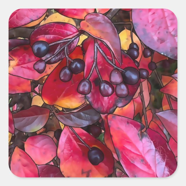 Adesivo Quadrado Autumn Chokecherries - Autovelope Stickers (Frente)