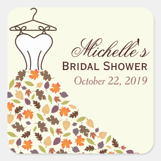 Adesivo Quadrado Autumn Deixa O Chá de panela De Vestido Casamento (Frente)