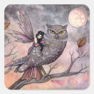 Adesivo Quadrado Autumn Fairy and Owca Stickers