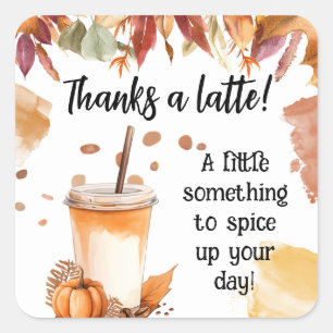 Adesivo Quadrado Autumn Fall Pumpkin Spice Party Muito Obrigado Tag