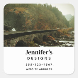 Adesivo Quadrado Autumn Forest e River Landscape Business
