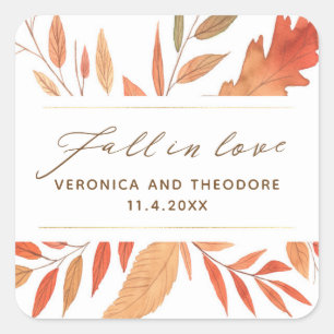Adesivo Quadrado Autumn Leaves Caem No Casamento Do Amor