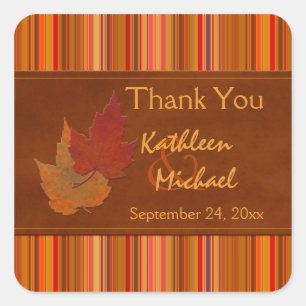 Adesivo Quadrado Autumn Leaves e Stripes Wedor Sticker