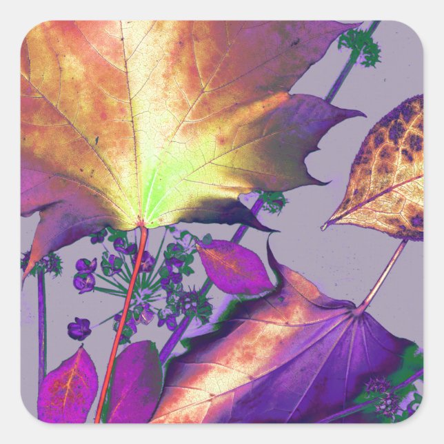 Adesivo Quadrado Autumn Leaves em Lilac (Frente)