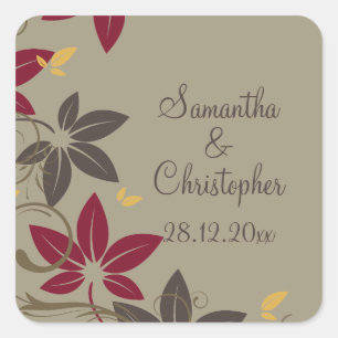 Adesivo Quadrado Autumn Leaves Wedding