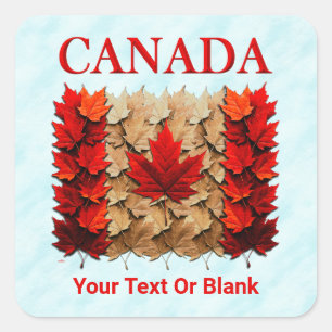 Adesivo Quadrado Autumn Maple Leaf Canada Flag