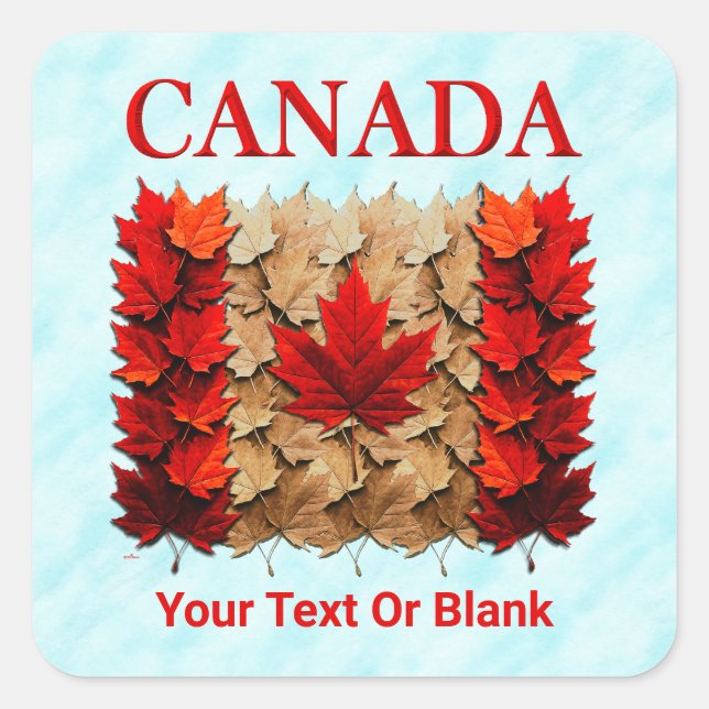 Adesivo Quadrado Autumn Maple Leaf Canada Flag (Frente)