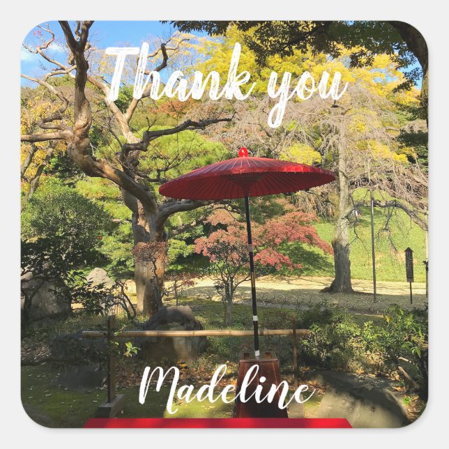 Adesivo Quadrado Autumn no Jardim Japonês (Frente)