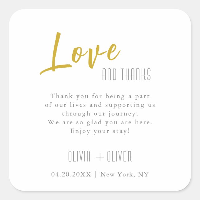 Adesivo Quadrado Autumn Oak Deixa Amor e Obrigados Casados (Frente)