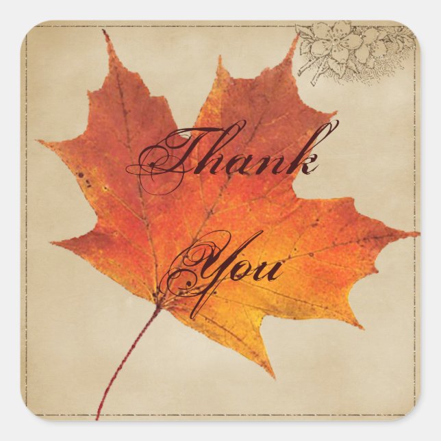 Adesivo Quadrado Autumn Orange Fall in Love Deixa Casamento (Frente)