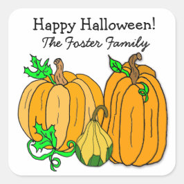 Adesivo Quadrado Autumn Pumpkin and Squash Halloween Fall Seasonal