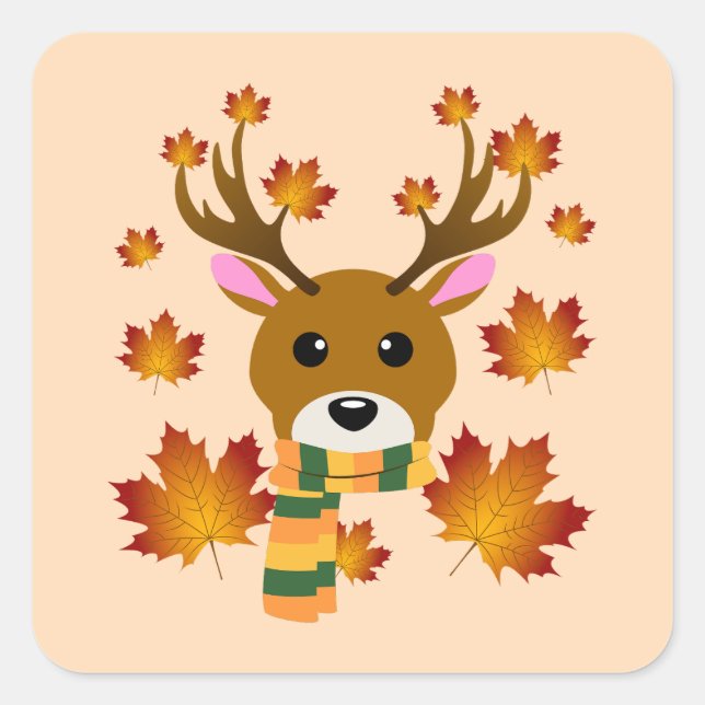 Adesivo Quadrado Autumn Scarf Deer Mapaves (Frente)