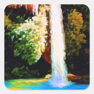 Adesivo Quadrado Autumn Waterfall Art