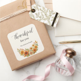 Adesivo Quadrado Autumn Wreath - Queda Floral - Ação de Graças