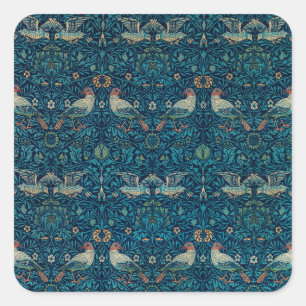Adesivo Quadrado Ave de William Morris, Vintage Garden Textile Art