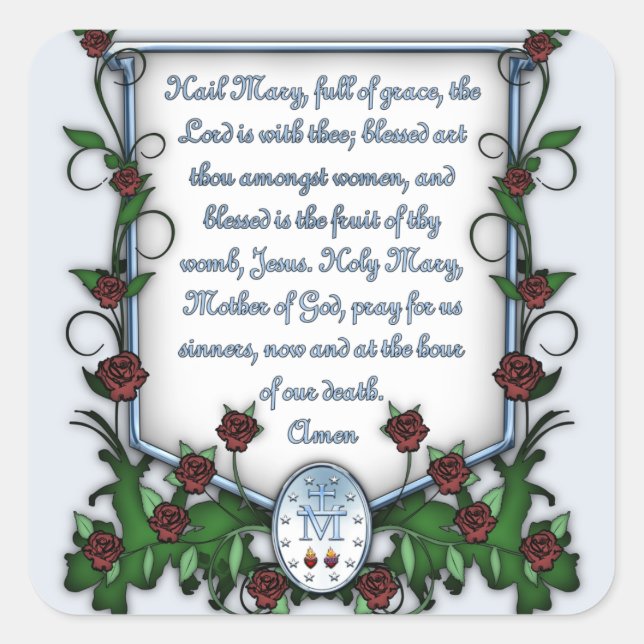 Adesivo Quadrado Ave Mary (Frente)