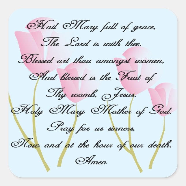 Adesivo Quadrado Ave Mary Prayer (Frente)