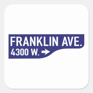 Adesivo Quadrado Avenida de Franklin, Los Angeles, sinal de rua de