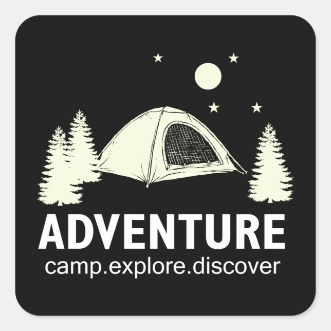 Adesivo Quadrado Aventura Camp Explore e Descubra (Frente)