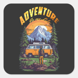 Adesivo Quadrado Aventura de Acampamento Moderna  