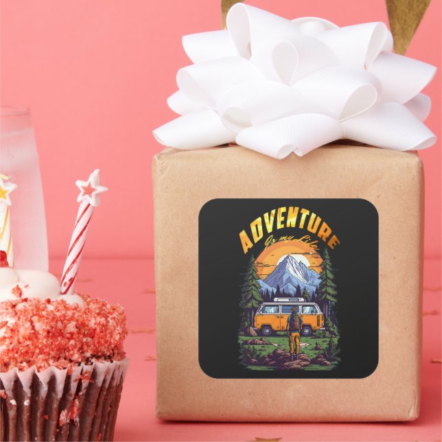 Adesivo Quadrado Aventura de Camping Moderna   (Festa)