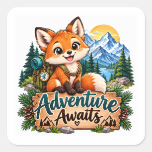 Adesivo Quadrado Aventura Espera Explorador Raposa