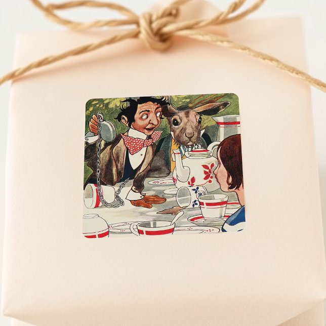 Adesivo Quadrado Aventuras de Alice no Partido do Tea em Maravilha (Criador carregado)