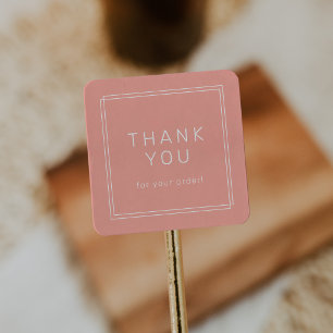 Adesivo Quadrado AVERY Minimal Blush Peach Obrigado por sua encomen
