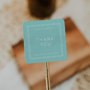 Adesivo Quadrado AVERY Modern Mint Green Weding Obrigado Sticker