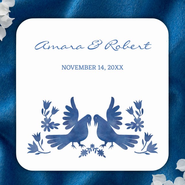 ADESIVO QUADRADO AVES DE OTOMI DA WATERCOLOR (Criador carregado)