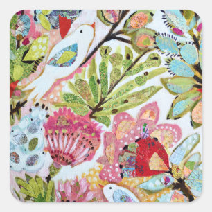 Adesivo Quadrado Aves de papel II