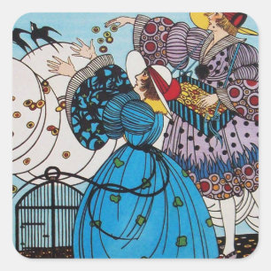 ADESIVO QUADRADO AVES DE PRIMAVERA / DESIGNADOR DE FASHION