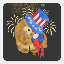 ADESIVO QUADRADO AVES DE VESTIDOS DE PENA