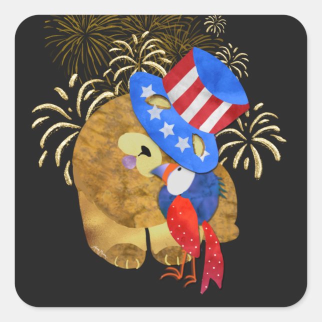 ADESIVO QUADRADO AVES DE VESTIDOS DE PENA (Frente)