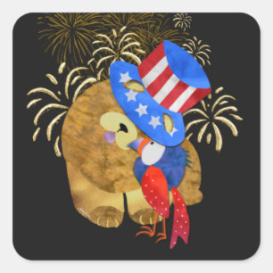 ADESIVO QUADRADO AVES DE VESTIDOS DE PENA