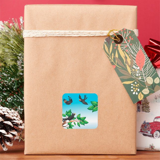 Adesivo Quadrado Aves Em Árvore (Criador carregado)