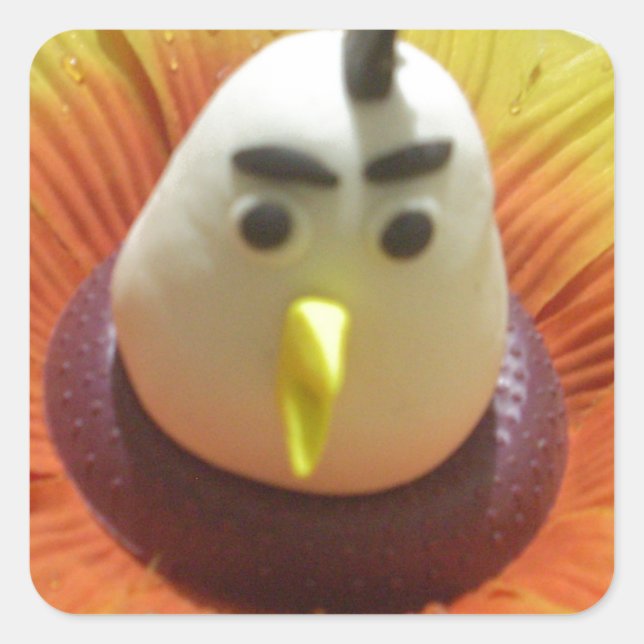 Adesivo Quadrado Aves Esculpidas na Impressão de Arte de Girassol (Frente)