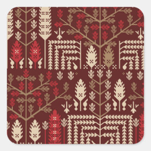 Adesivo Quadrado Aves Flores Azul Escuro Padrão