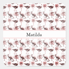 Adesivo Quadrado avestruzes e cangurus, personalizáveis