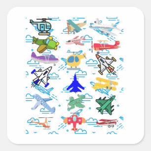 Adesivo Quadrado Aviação divertida