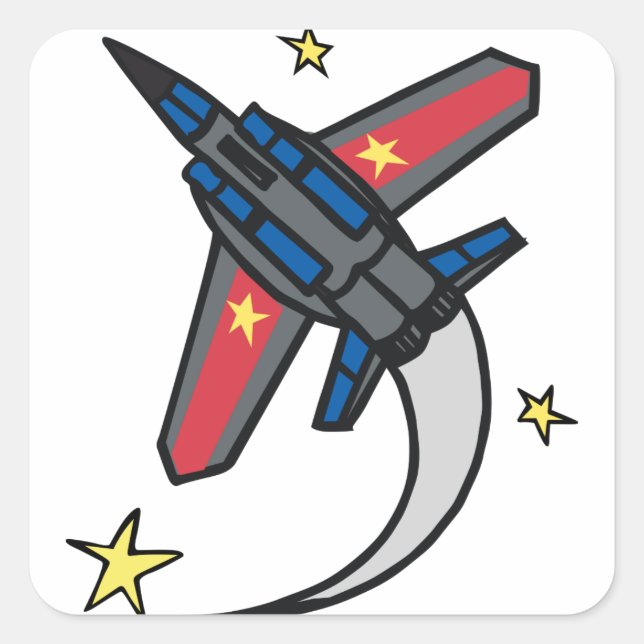 Adesivo Quadrado Avião de Jato Voador (Frente)