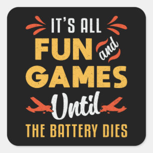 Adesivo Quadrado Avião RC É Divertido E Jogos Piloto Engraçado A