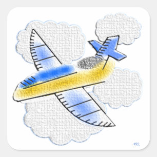 Adesivo Quadrado Avião texturizado no céu