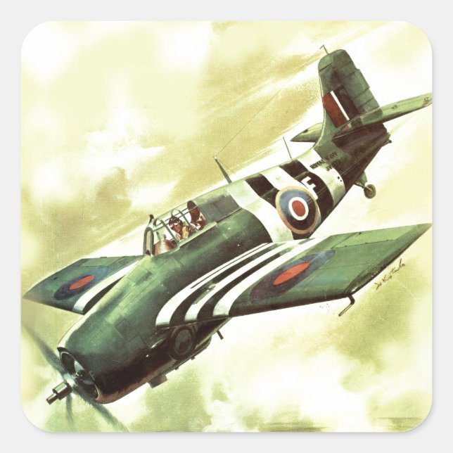 Adesivo Quadrado Avião Vintage (Frente)