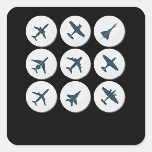 Adesivo Quadrado Avião Voando Piloto Aniversário Oferta Ideia Hom