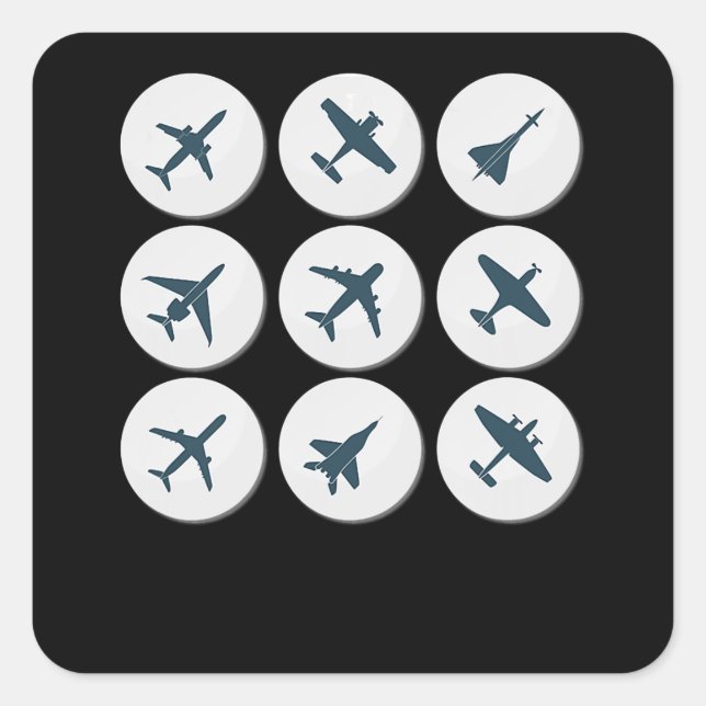 Adesivo Quadrado Avião Voando Piloto Aniversário Oferta Ideia Homen (Frente)