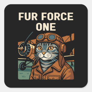 Adesivo Quadrado Aviator Cat Voando Comandante Felino