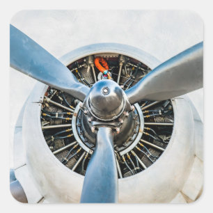 Adesivo Quadrado Aviões de Douglas DC-3. Hélice