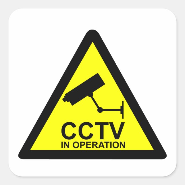 Adesivo Quadrado Aviso de CCTV (Frente)