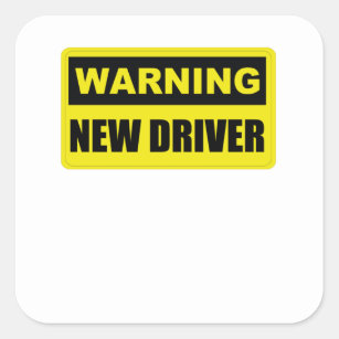 Adesivo Quadrado Aviso de novo driver - Pára-choque de aviso engraç